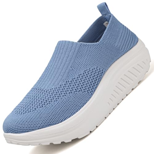 Women's Walking Shoes Slip-On Light Mesh Casual Running Jogging Shoes Knit Upper Non Slip Shoes Breathable Workout Shoes Lady Girls Easy Shoes