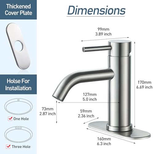 Black Bathroom Faucet Single Hole RV Bathroom Faucet Single Handle Bathroom Sink Faucet 1 Hole with 3 Hole Deck Plate，Water Supply Lines with cUPC Certification