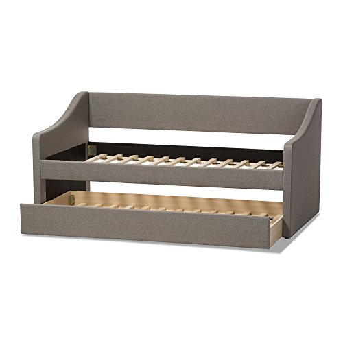 Baxton Studio Cera Fabric Upholstered Daybed with Guest Trundle Bed, Twin, Beige