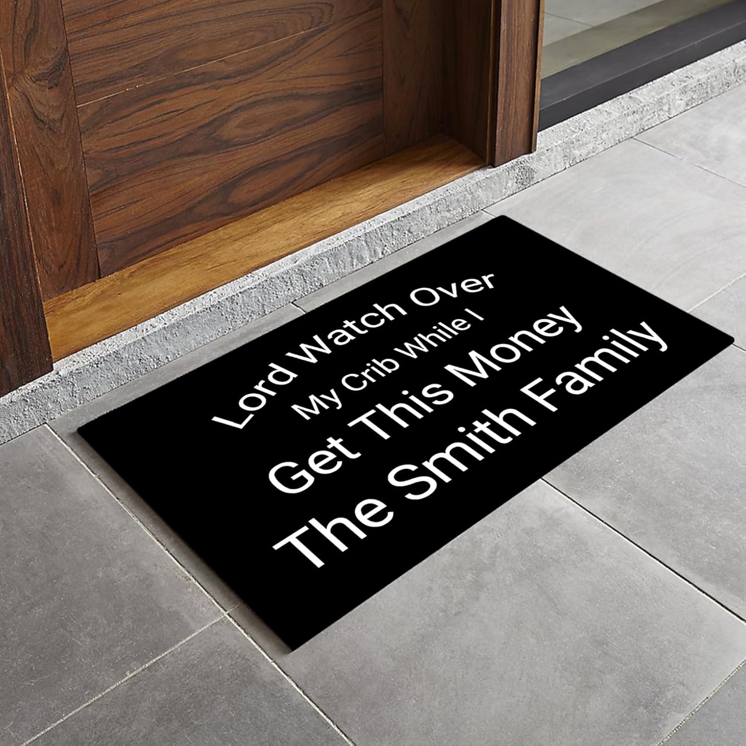 Watch Over My Crib While I Get This Money Doormat Personalized Family Name Funny Welcome Front Door Mat Outdoor Indoor Entryway Entrance Floor Non Slip Rubber Rug for Kitchen Bedroom Home Porch Decor