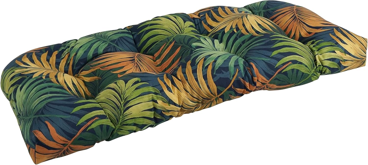 Blazing Needles Rounded Back Tufted Outdoor Loveseat Cushion, 42 x 19, Laperta Monsoon