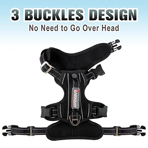 BARKBAY No Pull Dog Harness Large Step in Reflective Dog Harness with Front Clip and Easy Control Handle for Walking Training Running with ID tag Pocket(Pink,L)