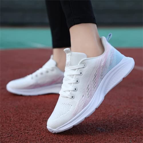 Womens White Running Shoes Mesh Comfortable Breathable Outdoor Casual Walking Shoes Fashion Sneakers for Women