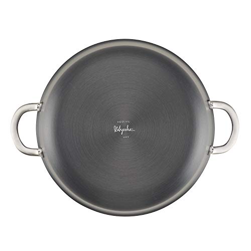 Ayesha Curry Home Collection Hard Anodized Nonstick Sauce Pan/Saucepan with Lid, 4.5 Quart, Charcoal Gray