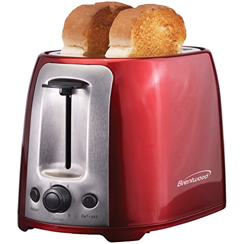 Brentwood TS-292R Cool Touch 2-Slice Extra Wide Slot Toaster, Red