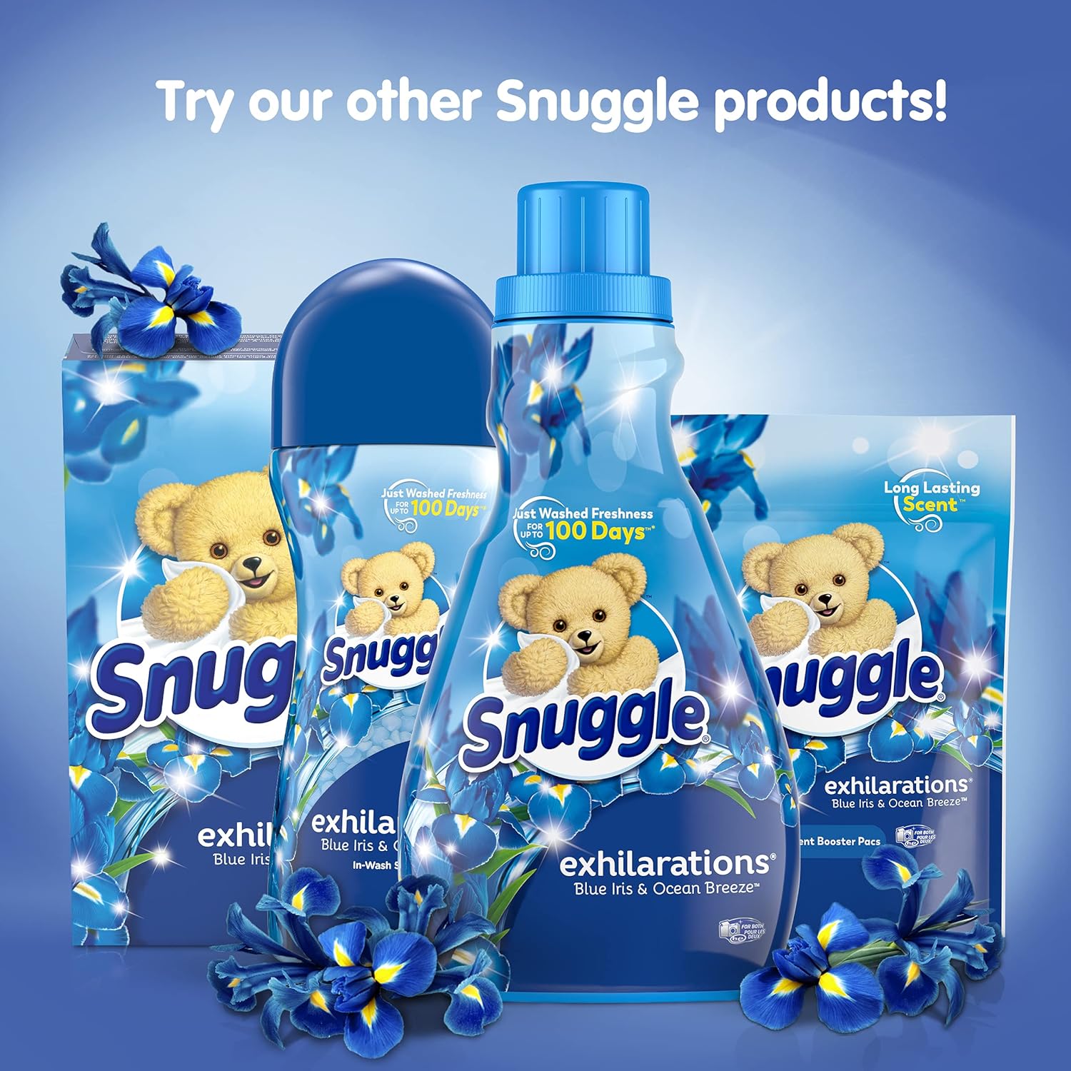 Snuggle Scent Boosters In-Wash Laundry Scent Pacs, Blue Iris Bliss & Ocean Breeze, 115 Count (Packaging may Vary)