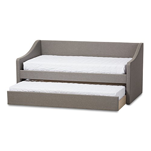 Baxton Studio Cera Fabric Upholstered Daybed with Guest Trundle Bed, Twin, Beige