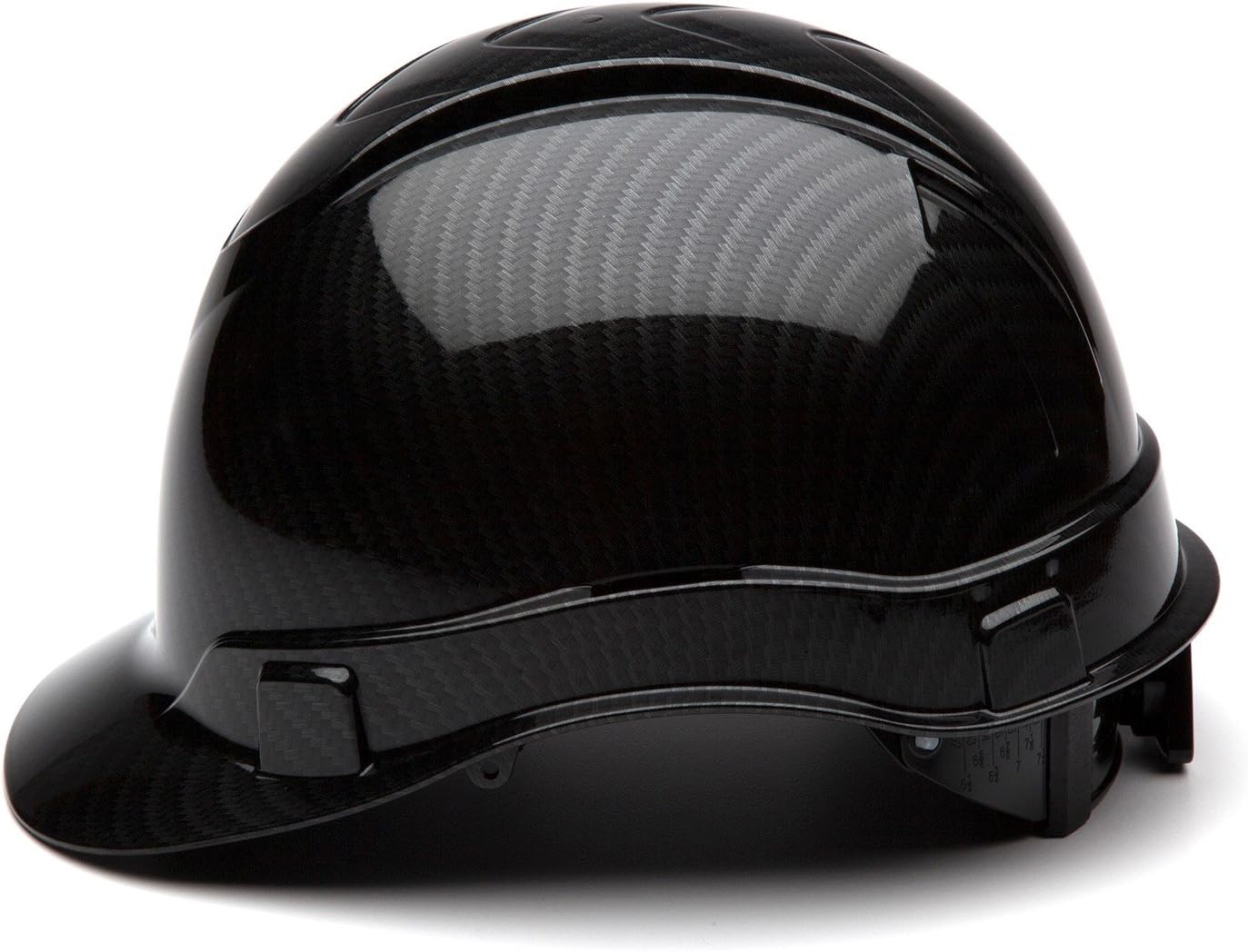 Pyramex Ridgeline Cap Style Hard Hat, 4-Point Ratchet Suspension, Shiny Black Graphite Pattern