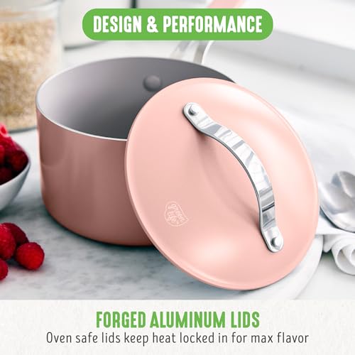 GreenLife Dream 10-Piece Ceramic Nonstick Cookware Set, Pots Frying & Sauce Pans, PFAS Free & PFOA Free, Dishwasher & Oven Safe, Stay-Cool Handles, Durable Aluminum Body, Versatile Cooking, Sage Green