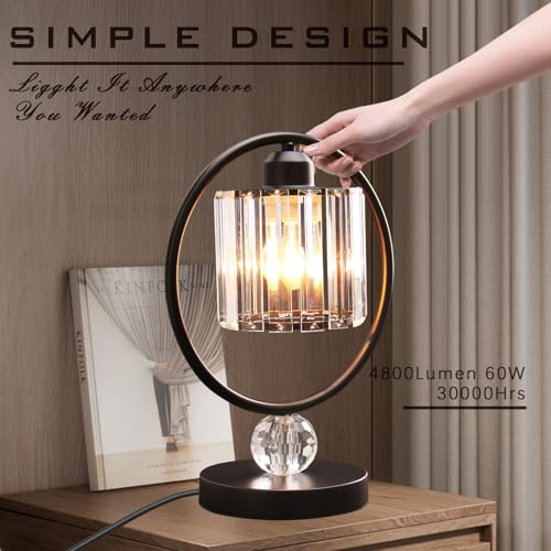 Bedside Table Lamps Small Table Lamp for Bedroom Small Bed Side Light with E26 Minimalist Nightstand Light Lamp, Desk Lamps for Reading Room, Kids Room, Living Room, Office, Dorm(Chrome)