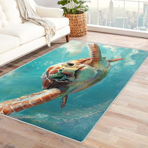 Beach-themed Rug, 6x8 rug.Coastal starfish Rugs for Living Room Bedroom, Fresh Starfish Large Area Rug, Washable Rug Non Slip Soft Indoor Carpet, Beach-themed Home & Room Decor