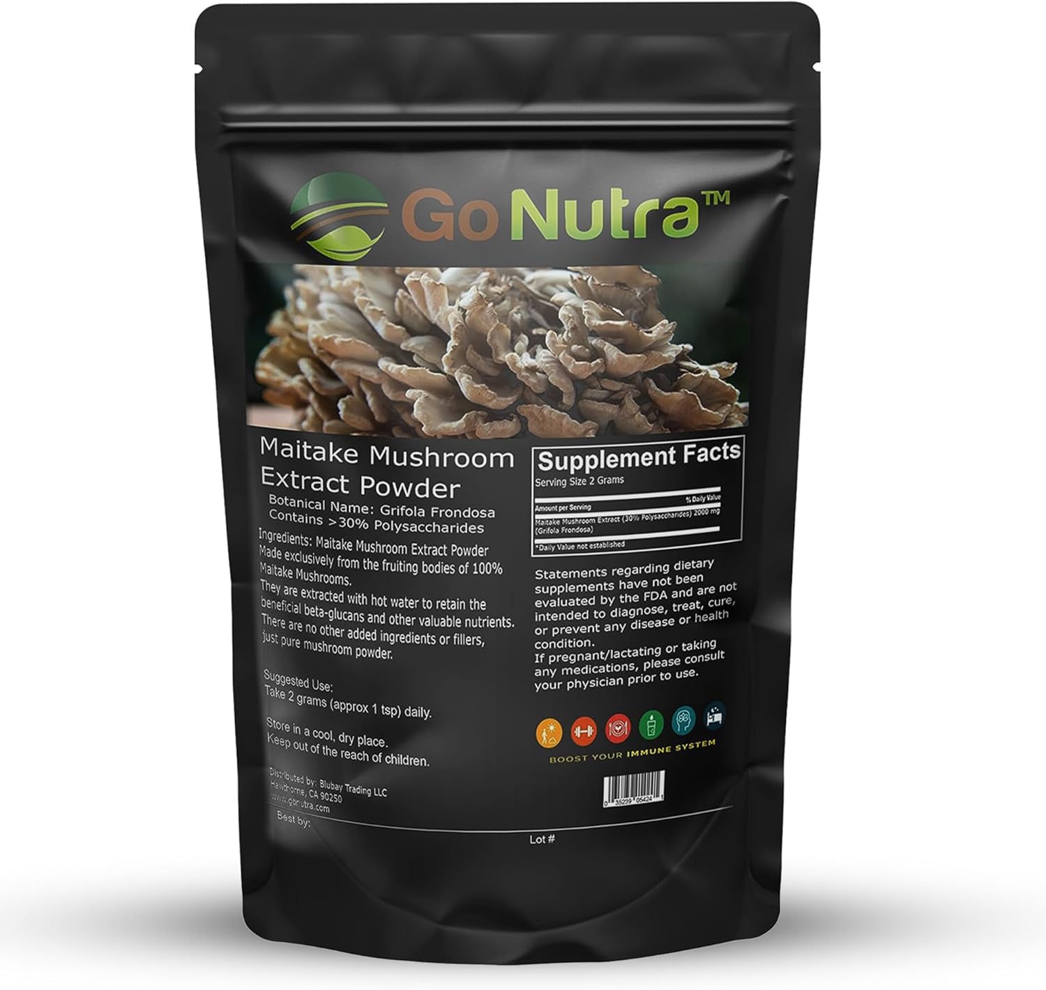 Maitake Mushroom Extract Powder by Go Nutra 8 oz | Grifola Frondosa 30% Polysaccharides | Maitake King of Mushrooms