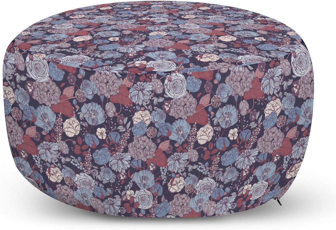 Ambesonne Vintage Pouf Cover with Zipper, Romantic Flowers in Old Fashioned Style Spring Inspired Ornament Flourishing Garden, Soft Decorative Fabric Unstuffed Case, 30