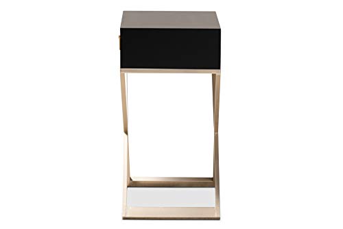 Baxton Studio Nightstands, Black/Brass/Gold
