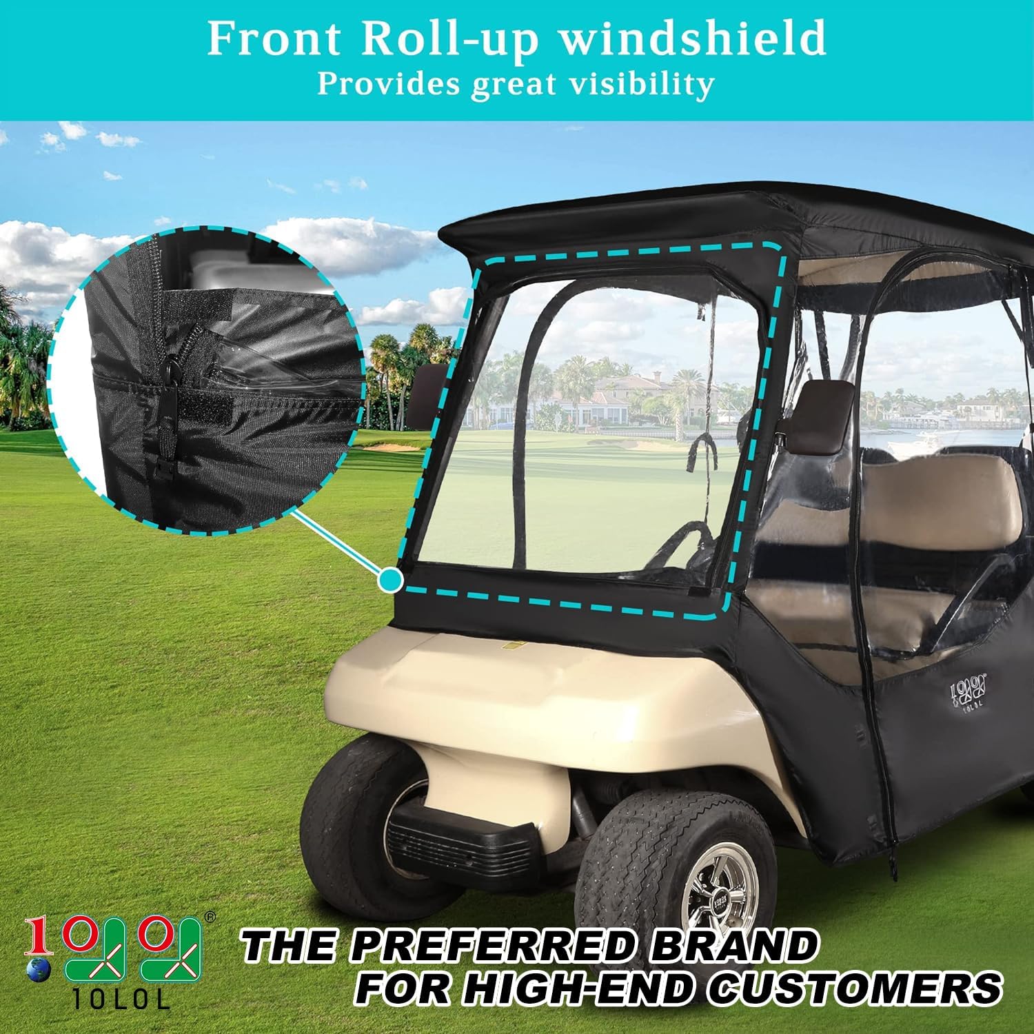 10L0L 4 Passenger Golf Cart Enclosure, Storage Cover (Short Roof 56