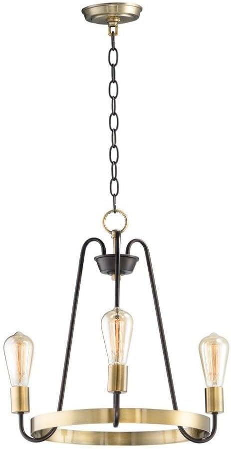 Maxim Haven-Three Light Chandelier-18.5 Inches Wide by 18.5 inches high-Oil Rubbed Bronze/Antique Brass Finish