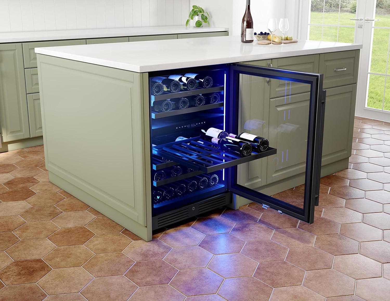 Zephyr PRW24C02C Presrv 24 Inch Wide 45 Bottle Capacity Built-In/Free Standing Dual Zone Wine Cooler with Vibration Dampening System - Stainless Steel