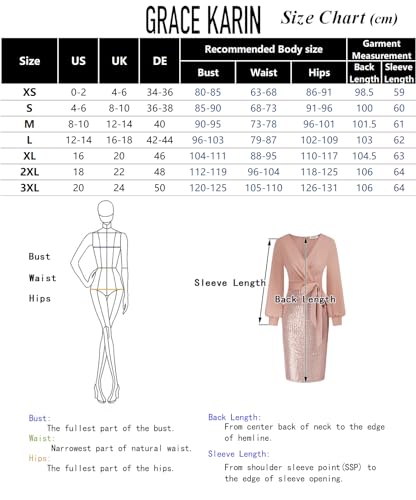 GRACE KARIN Women's Sequin Sparkly Party Dress Cocktail Bodycon Glitter Dresses Long Sleeve