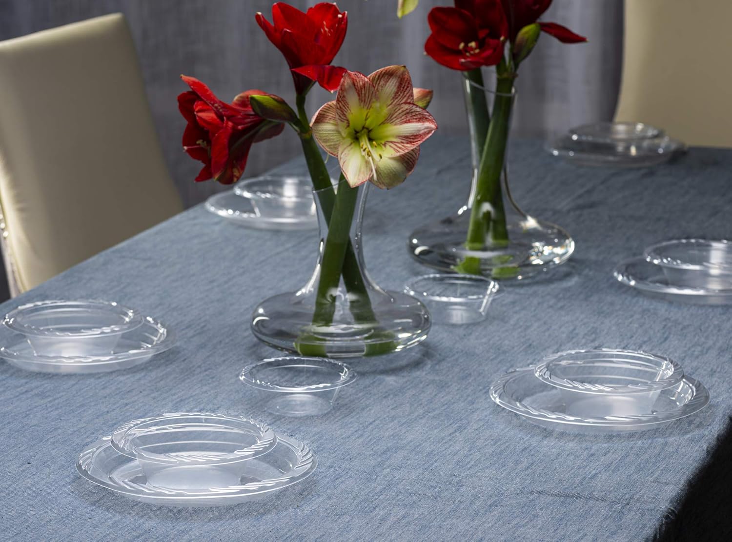 PLASTICPRO 10'' inch Premium Crystal Clear Disposable Plastic Dinnerware Party Plate Pack of 80