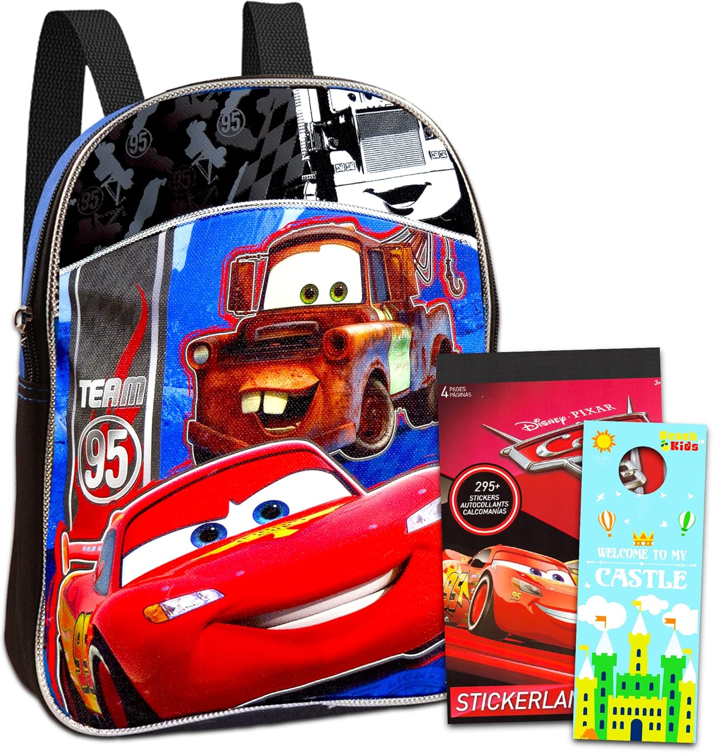 Disney Cars Toddler Preschool Backpack Set - Bundle Includes 11 Inch Disney Cars Mini Backpack and Stickers (Disney Cars School Supplies)