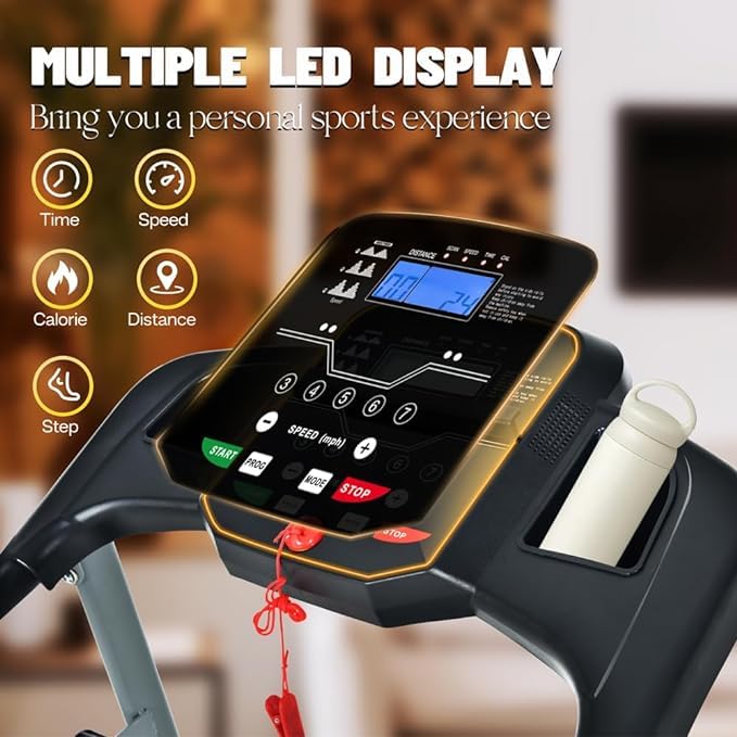 Treadmill, Foldable Treadmill with 250 LBS Capacity, Portable Folding Treadmill with Preset Programs, 2.5 HP Compact Treadmill for Home Small Space