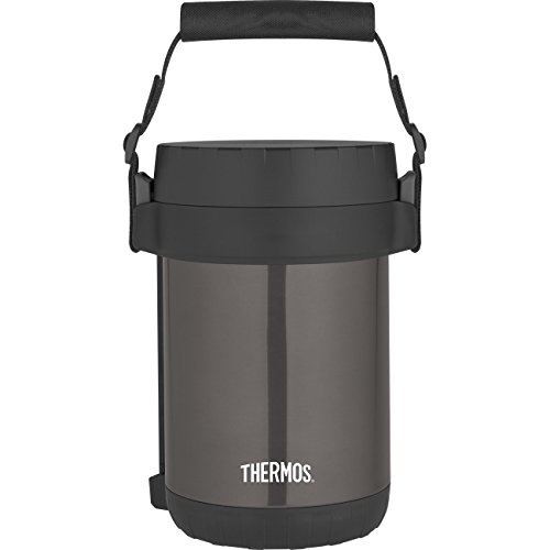 THERMOS All-In-One Vacuum Insulated Stainless Steel Meal Carrier with Spoon (Smoke) FUNTAINER 10 Ounce Stainless Steel Vacuum Insulated Kids Food Jar with Folding Spoon (Teal)