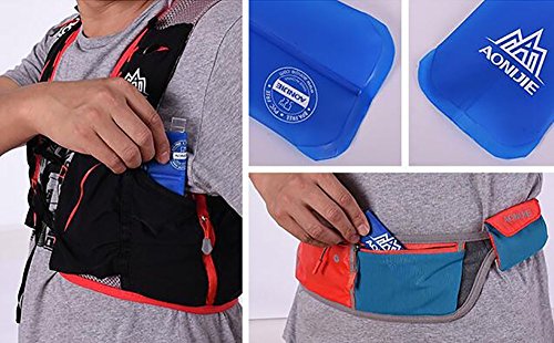 AONIJIE 2Pack of Soft Soft Folding Hydration Bottle Water Collapsible Flask BPA-Free Bottles (500ml without straws)