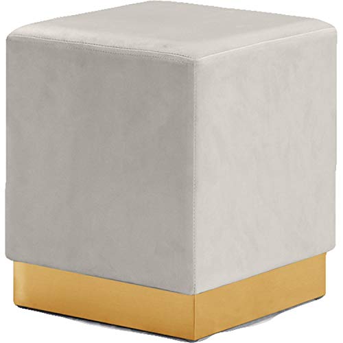 Meridian Furniture Jax Collection Modern | Contemporary Velvet Upholstered Ottoman/Stool with Durable Stainless Steel Base, 14.5