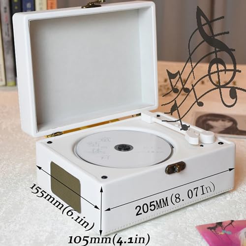 2024 New Wireless Bluetooth CD Player with Built-in Speaker and USB Playback Retro Design, Rechargeable Battery - Perfect for Music Lover (Brown)