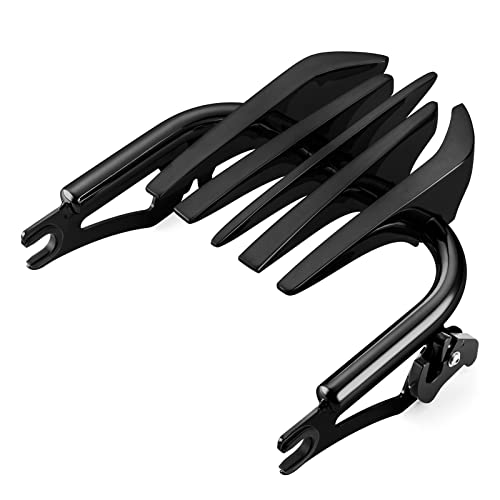 Invisible Style Two Up Luggage Rack Compatible with 2009-2024 Harley Touring Street Glide Road Glide Road King Electra Glide Black