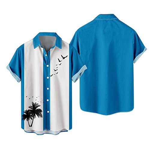 Mens Shirts Casual Stylish Summer Tops Plus Size Printing Novelty T-Shirt Collared Short Sleeve Beach Vacation Outfits