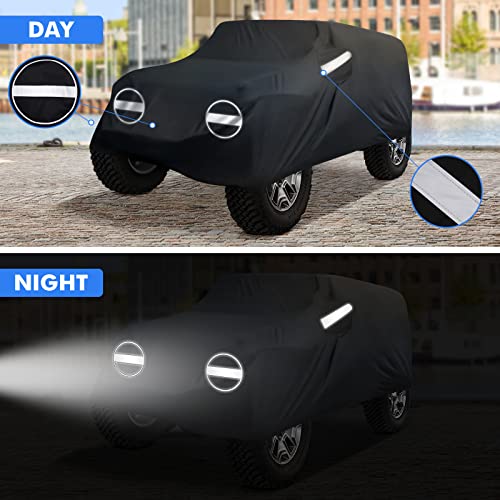 NEVERLAND Car Cover for Jeep Wrangler 2 Door Waterproof Car Covers,All Weather Protection Jeep Sun Rain Protection for Wrangler 2 Fits JK JL JLU JKU 2007-2024 Outdoor Covers Black with Door Zipper