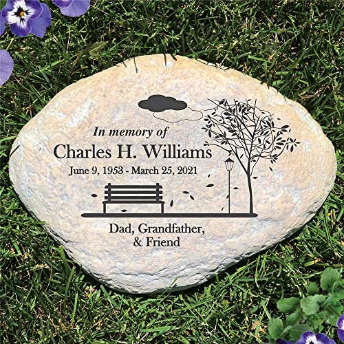 GiftsForYouNow Personalized Engraved Empty Bench Memorial Garden Stone, Heart-Shaped, 12 x 8.5 x 1.5 Inches - Weather Resistant