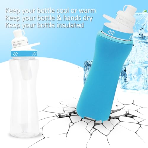 32oz Sleeve Compatible with Cirkul Water Bottle, 2Pcs Water Bottle Sleeve for Cirkul Plastic & Stainless Steel Bottle, Neoprene Insulated Water Bottle Cover for Retaining Temperature（Blue）