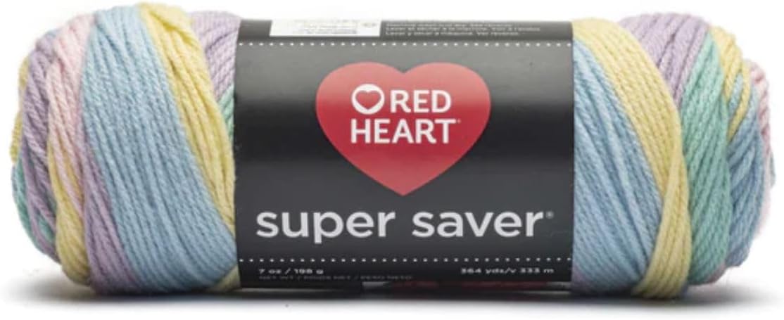 Generic Bulk Buy - Red Heart Super Saver Baby Rainbow Yarn - 1 Pack of 141g/5oz - Acrylic - 4 Medium (Worsted) - 236 Yards - Knitting/Crochet