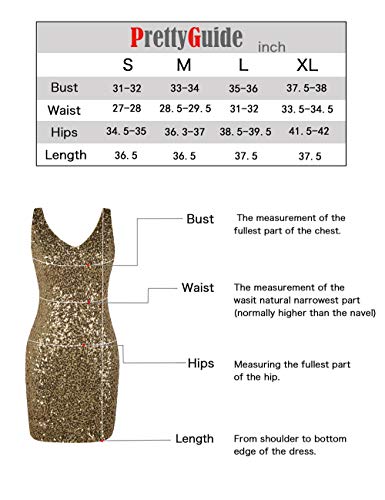 PrettyGuide Women's Sequin Cocktail Dress V Neck Bodycon Glitter Party Dress