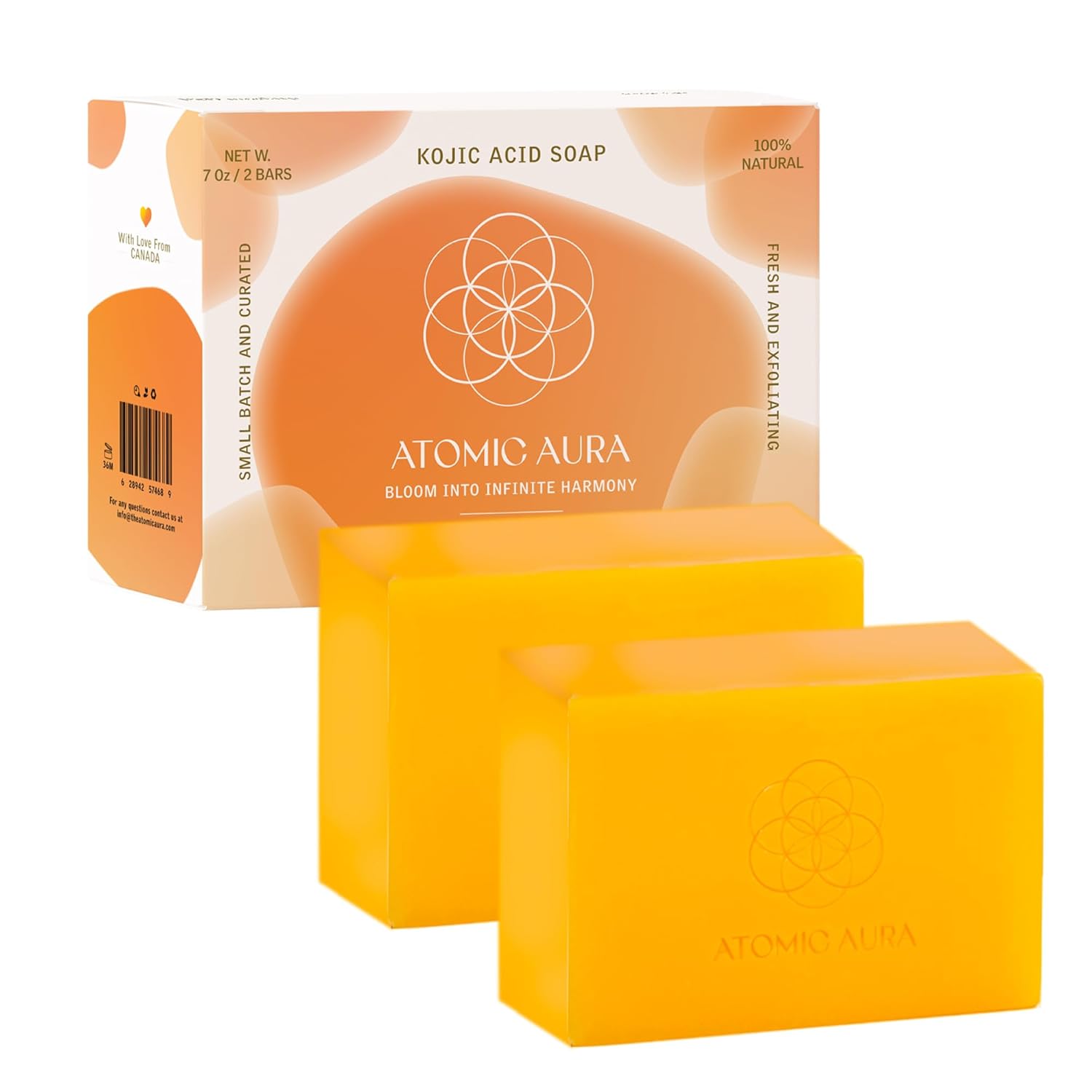 Kojic Acid Dark Spot Remover Soap Bars with Turmeric, Collagen, Vitamin C, Shea Butter, Olive Oil, Original Natural Japanese Complex infused with Hyaluronic Acid for Scars(2 Pack)