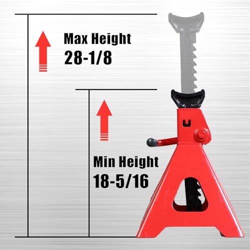 Jack Boss Car Jack Stands 6 Ton(13,200 Lbs) Capacity, Heavy Duty Adjustable Car Lifting Stand, Fits for Cars Automotive Sedans, Red, 2 Pack