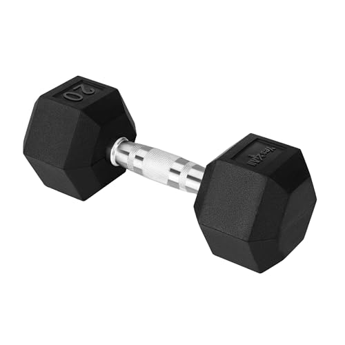 Yes4All Chrome Grip Encased Hex Dumbbells – Hand Weights With Anti-Slip 5-50 LBS Single
