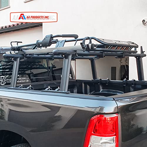 AA-Racks Model APX2502-BLK Low-Profile Utility Aluminum Pick-Up Truck Ladder Rack with Load Stops