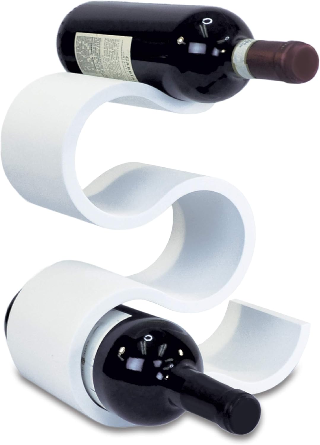 CoTa Global Infinity Contemporary Bottle Wine Rack - 5 Wine Bottles White Wooden Wine Rack, Freestanding Floor Wine Holder, Liquor Bar Shelves, Contemporary Wine Storage Shelf Organizer Home Decor