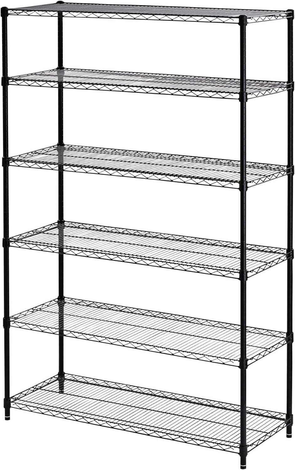 Alera ALESW664818BL NSF Certified 6-Shelf 48 in. x 18 in. x 72 in. Wire Shelving Kit - Black
