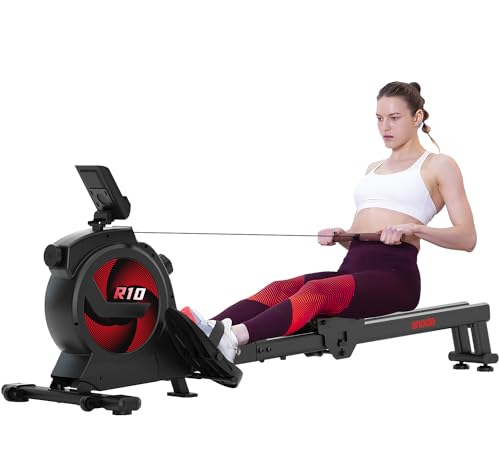 SNODE Magnetic/Water Rowing Machine for Home Use, Rower Machine with LCD Monitor, Ergonomic Seat, Dual Rail