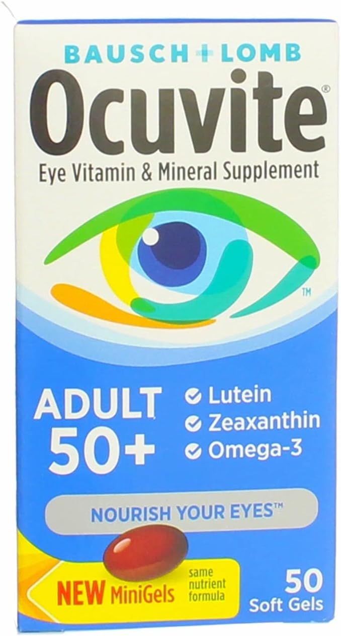 Bausch & Lomb Ocuvite Adult 50+ Eye Vitamin & Mineral Softgels 50 ea (Pack of 4)