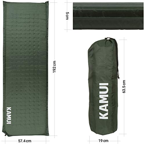 KAMUI Self Inflating Sleeping Pad - 2 Inch Thick Camping Pad Connectable with Multiple Mats for Tent and Family Camping (Green)