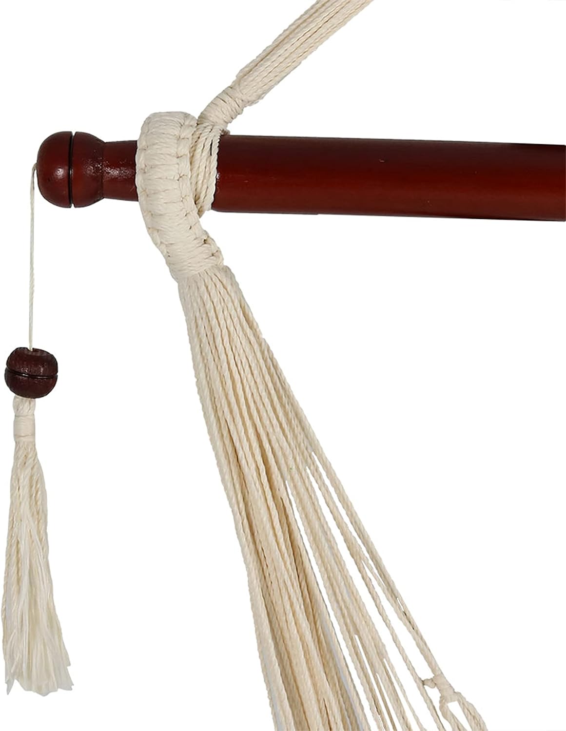 Sunnydaze Cabo-Style Hanging Rope Hammock Chair Swing with Adjustable Stand - 330-Pound Capacity - Black Stand - Cream