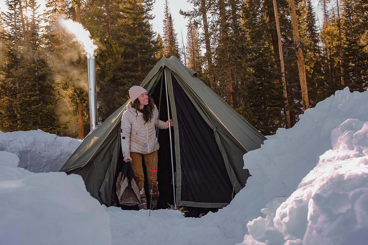 WHITEDUCK Regatta 360 Mesh Canvas Bell Tent, Waterproof, 4 Season Luxury Camping and Glamping Yurt Tent Outdoor