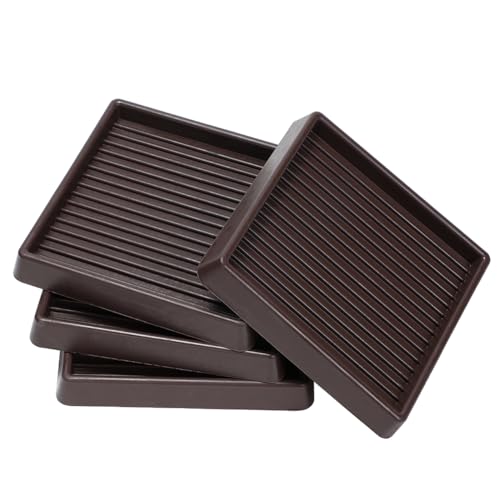 3x3 Square Rubber Furniture Caster Cups, Anti-Sliding Furniture Pads Bed Stopper Floor Protectors with Grip - Protect Any Flooring