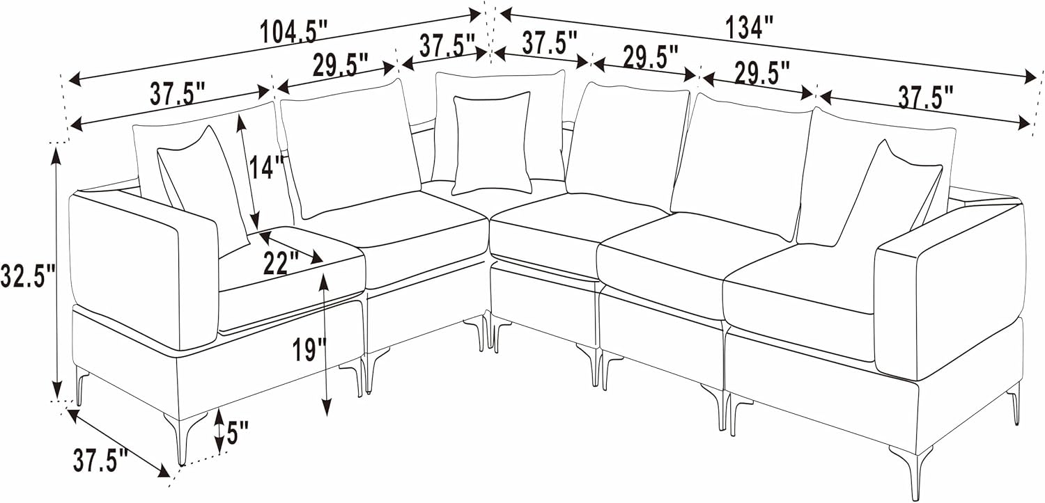 Modular Sectional, Gray