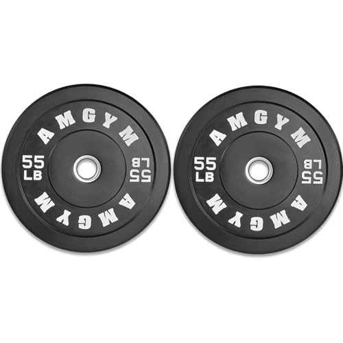 Bumper Plates, Olympic Weight Plates Set, Rubber Bumper Weights Plate with 2 Inch Steel Insert for Barbell, Standard Strength Training Plates for Weightlifting, Single, Pair